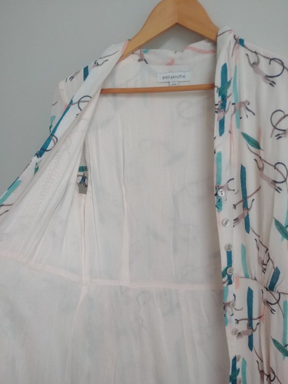 Emily and Fin swinging monkeys button down dress Small - Picture 5 of 16